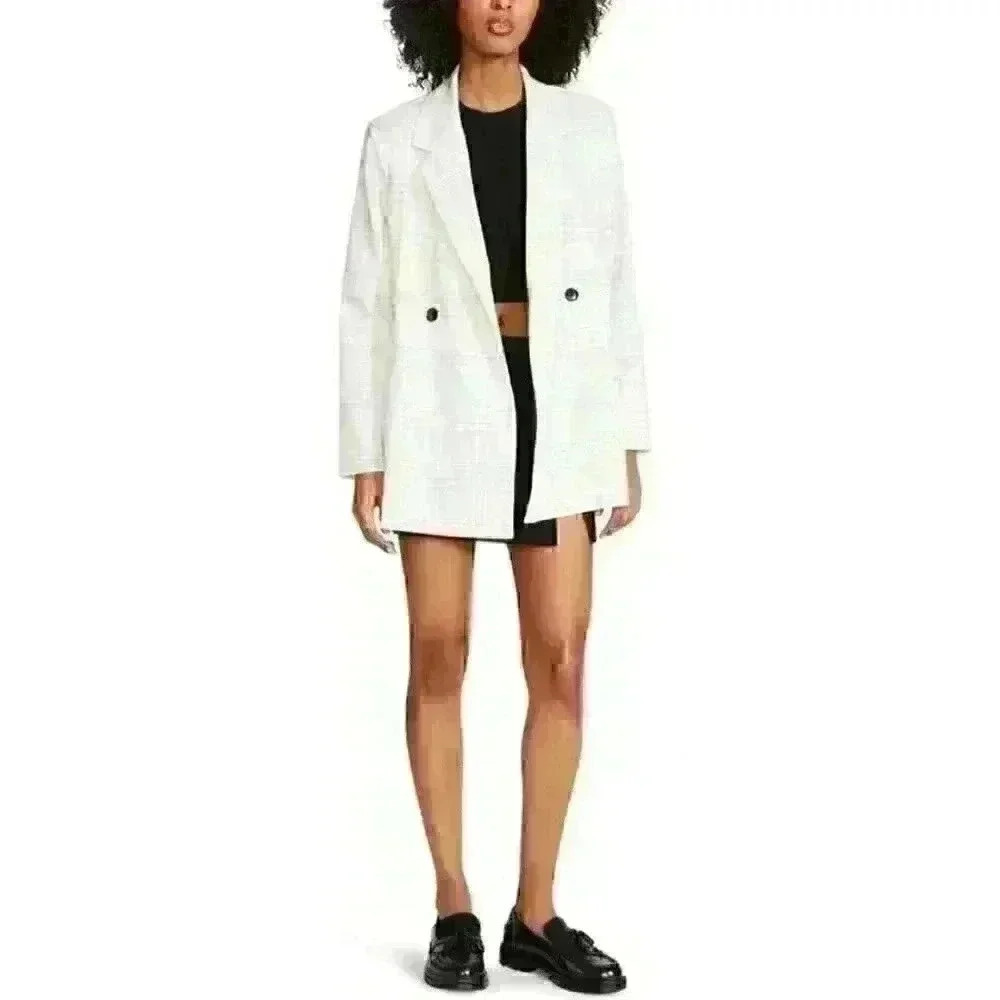 NEW! Steve Madden Women's S Nika Plaid Double Breasted Blazer NWT $99 - Picture 4 of 4